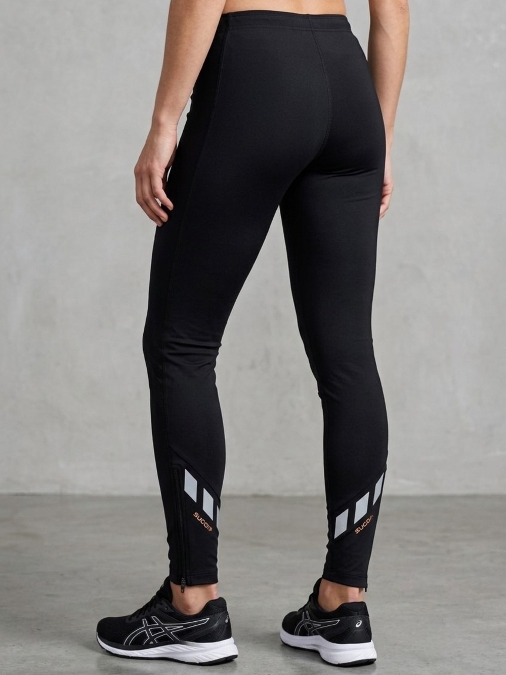 SUGOI Black Cycling Running Leggings XL Ankle Zip Reflective Athletic Pants